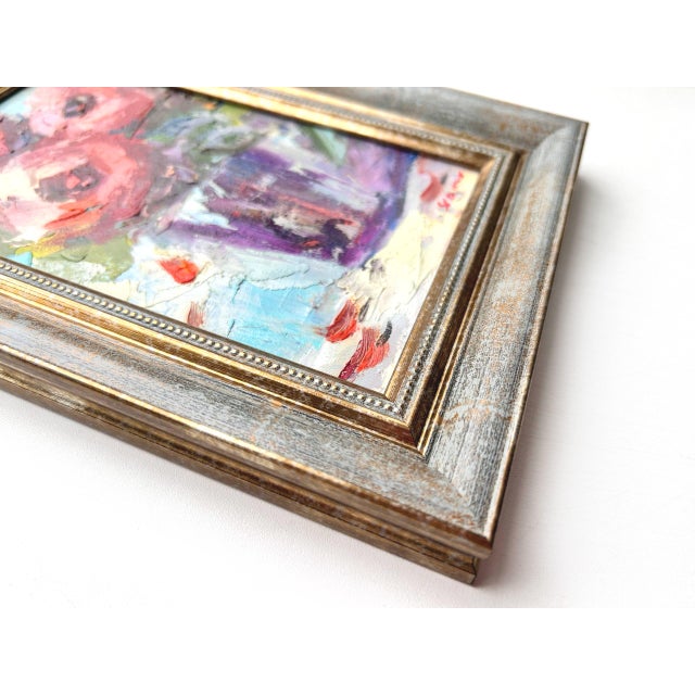 Wood Framed Original Red Roses Floral Painting Wall Decor by Valeriya Serova For Sale - Image 7 of 9