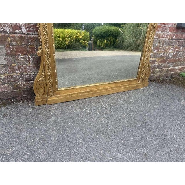 Antique English Gilt Ornate Framed Overmantle Mirror For Sale - Image 3 of 10