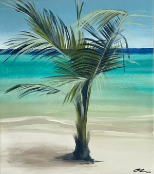 Original Beach Palm Acrylic Painting by Cathe Hendrick