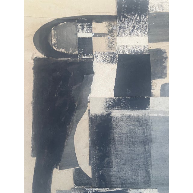 1960’s Cubism Style Black, Gray & Beige Abstract Mixed Media Collage by Kielm. For Sale - Image 4 of 9