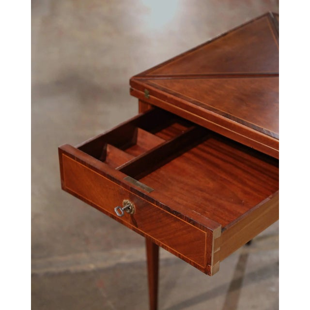 Early 20th Century French Louis XVI Carved Mahogany Napkin Folding Game Table For Sale - Image 10 of 11