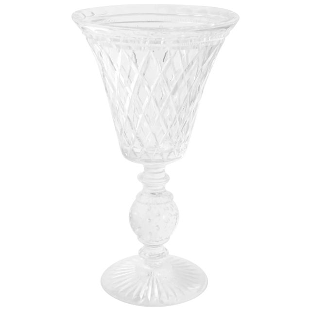 Mid-Century Modern Cut-Glass Chalice Shaped Pairpoint Vase For Sale - Image 9 of 9