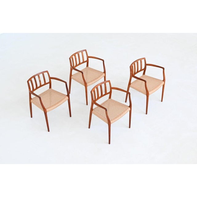 Model 66 Armchairs in Teak and Paper Cord by Niels Otto Moller J.L. Møllers, Denmark, 1974, Set of 4 For Sale - Image 9 of 18