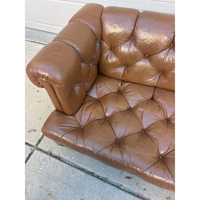 Iconic Vintage Cocheo Brothers Chesterfield Tufted Leather Sofa For Sale - Image 4 of 12