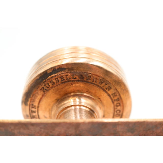 Antique Polished Brass Russell & Erwin Dummy Door Knob Set For Sale - Image 4 of 6
