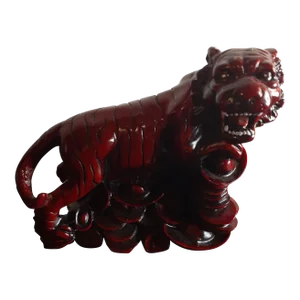 1960s Chinese Feng Shui Zodiac Tiger Cinnabar Sculpture