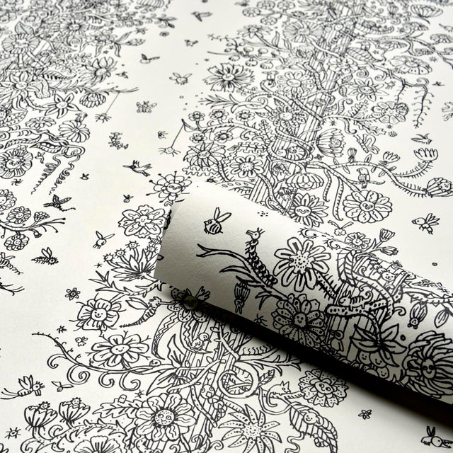 Not Yet Made - Made To Order SAMPLE - Schumacher x The New Yorker Edward Steed's Towers Of Flowers Wallpaper In Black & White For Sale - Image 5 of 5