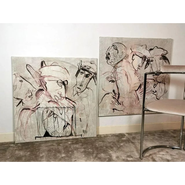 Max Marra Paintings "Giudici Ii" Mixed Technique on Canvas - a Pair For Sale - Image 11 of 12