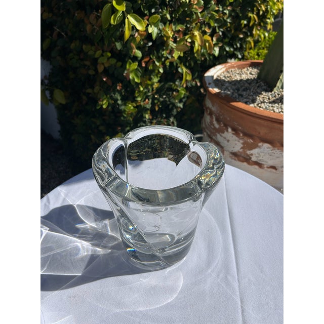 Glass Vintage Daum Crystal Thick Sculptural Vase – Signed For Sale - Image 7 of 14