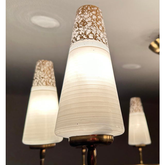 Large Vintage Italian Glass and Brass Chandelier, 1950s For Sale - Image 18 of 18