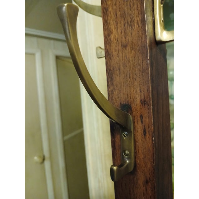 Antique Arts & Crafts Mission Style Quartersawn Oak Coat Rack Hall Tree For Sale - Image 11 of 14
