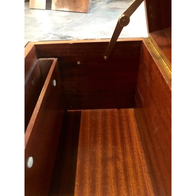 1940s Art Deco Black Lacquer Box With Metal Inlay For Sale - Image 10 of 13