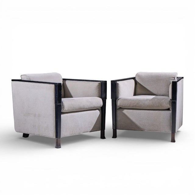 Contemporary Bill Sofield for Baker Furniture Salon Lounge Chairs - Pair For Sale - Image 3 of 13