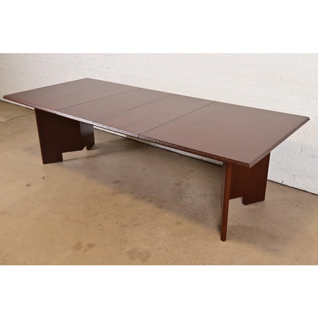 Frank Lloyd Wright for Heritage-Henredon Taliesin Mahogany Extension Dining Table, Newly Refinished For Sale - Image 12 of 12