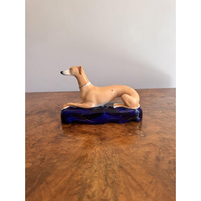 Ceramic Antique Victorian Staffordshire Greyhound Inkwell, 1860 For Sale - Image 7 of 7