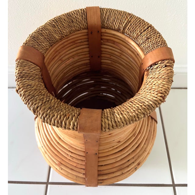 Boho Chic Vintage Coiled Pencil Reed Vase For Sale - Image 3 of 9