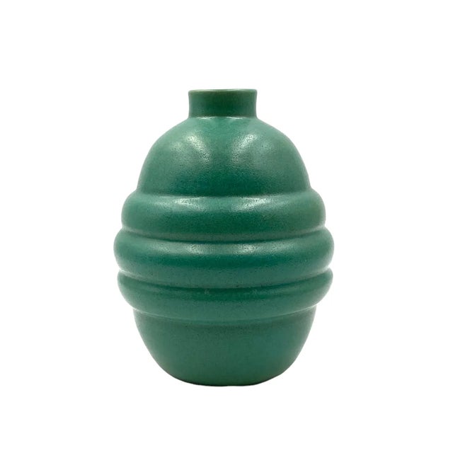 Art Deco Turquoise Faience Vase, France, 1940s For Sale - Image 10 of 15