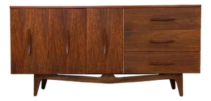1960s Refinished Walnut Credenza by Young Manufacturing