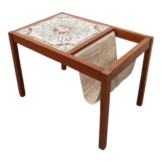 Mid 20th Century Danish Teak and Tile Magazine Table For Sale