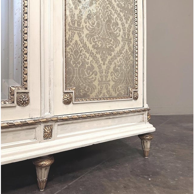 Antique Italian Neoclassical Painted Triple Armoire For Sale - Image 12 of 18