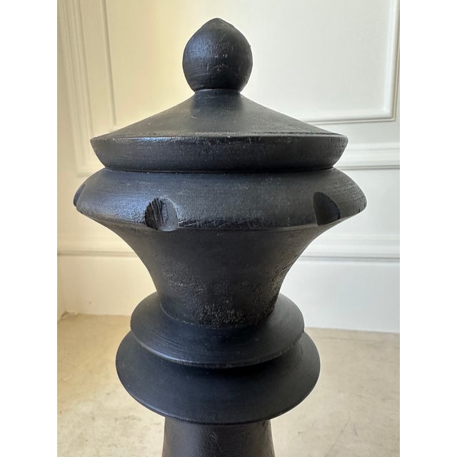 Vintage Handmade 17” Solid Wood Queen Chess Piece Sculpture For Sale - Image 9 of 16