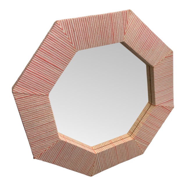 20th Century Faux Grasscloth Octagonal Mirror For Sale