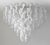 Italian chandelier shown with hand blown clear and milky white Murano glass leaves, mounted on chrome finish frame by...