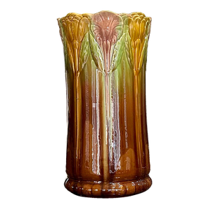 Umbrella Stand in the Style of Weller’s Bedford Pattern, Early 1900’s, Floral Design, Art Nouveau, Blended Majolica Glaze on Pottery/Ceramic