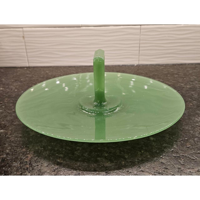 Mid 20th Century Vintage 1950’s, Green Jadeite, Northwood Co., Tid-Bit Server. For Sale - Image 5 of 11
