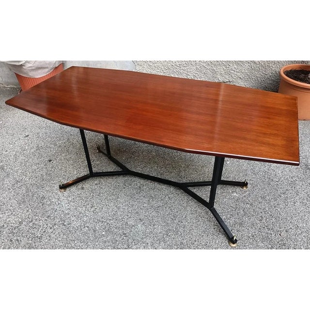 Iron & Brass Adjustabe Dining Table in Octagonal Shape, 1950s For Sale - Image 6 of 6