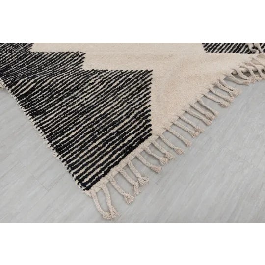 2020s Black Natural Cotton Handwoven Boho Rug 5x8Ft. For Sale - Image 10 of 12