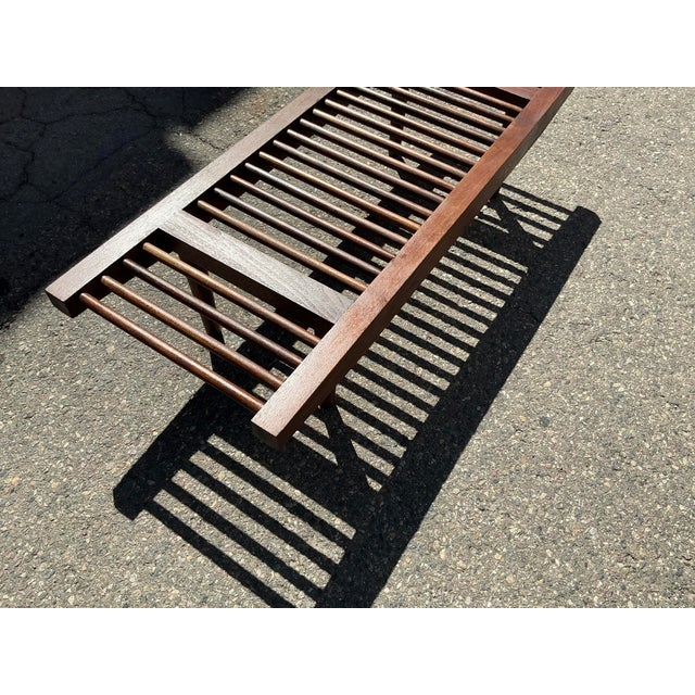 1990s Walnut Bench in Manner of Milo Baughman for Glenn of California For Sale In San Diego - Image 6 of 14