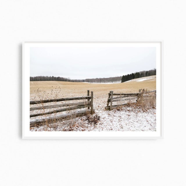 This contemporary winter landscape photograph transports you to an idyllic farm in rural Quebec, Canada. With its cool...