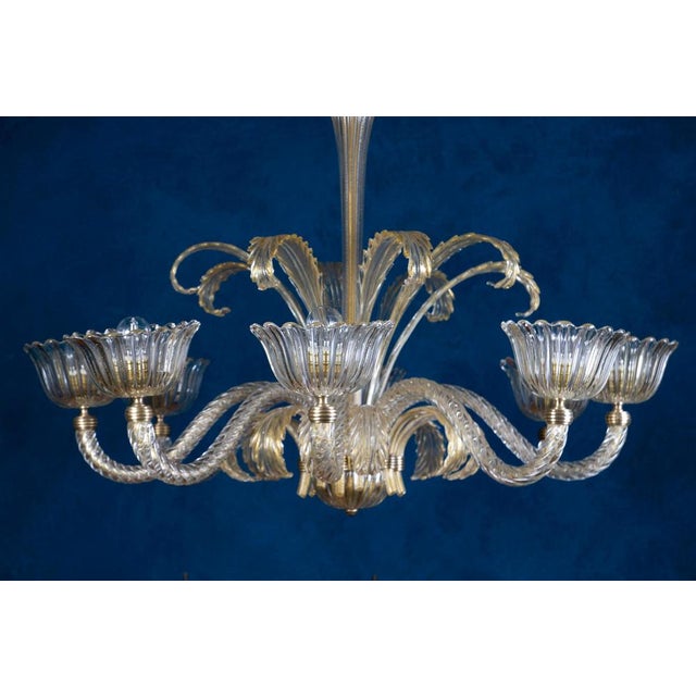 1940s Art Deco Mounted Murano Glass Chandelier by Ercole Barovier, 1940 For Sale - Image 5 of 17