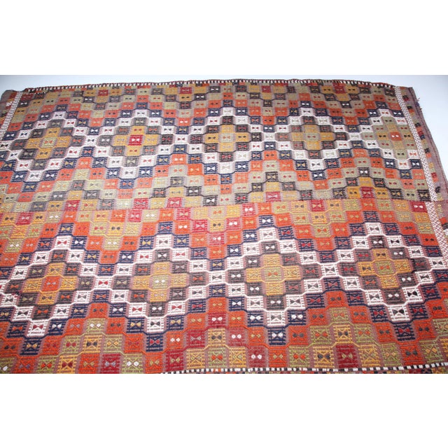 Contemporary 1940s Handmade Flatweave Multi Color Tones Vintage Cicim Kilim For Sale - Image 3 of 11