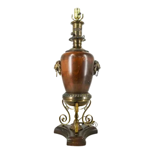 Vintage Early 20th Century Electrified Wooden Kerosene Lamp