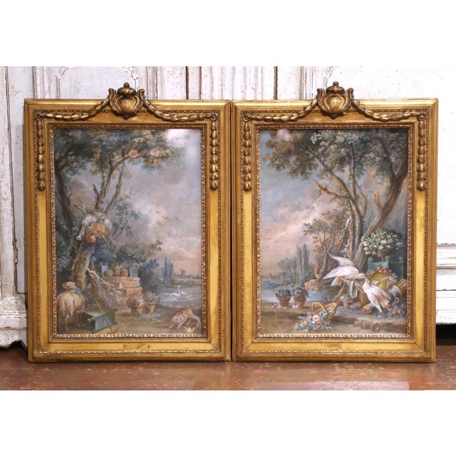 Pair of 18th Century French Louis XVI Framed Watercolors With Protective Glass For Sale In Dallas - Image 6 of 14