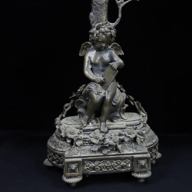 Pair of Large Vintage French Rococo Style Bronze Cherub Candelabras For Sale - Image 10 of 10