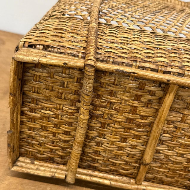 Mid 20th Century Woven Rattan Tote Handled Baskets, Sold Per For Sale - Image 4 of 12