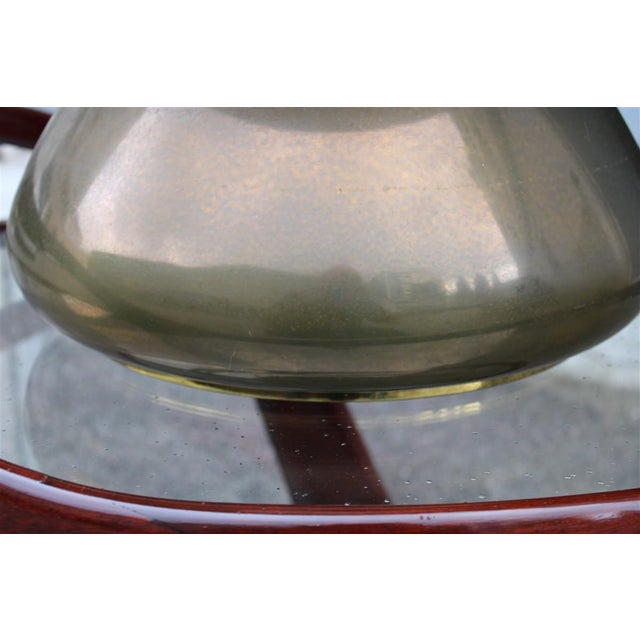 Metal Circular Brass Table Lamp with Fabric Dome, 1970 For Sale - Image 7 of 9