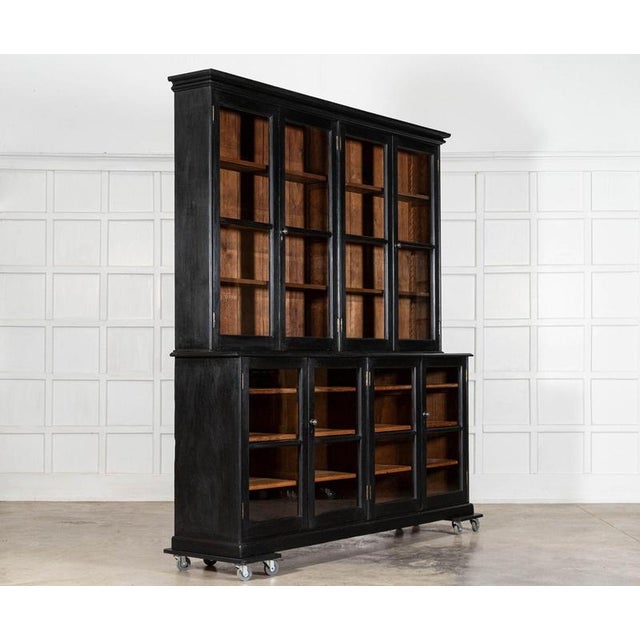 Large English Ebonised Glazed Pine Dresser, 19th Century For Sale - Image 3 of 15