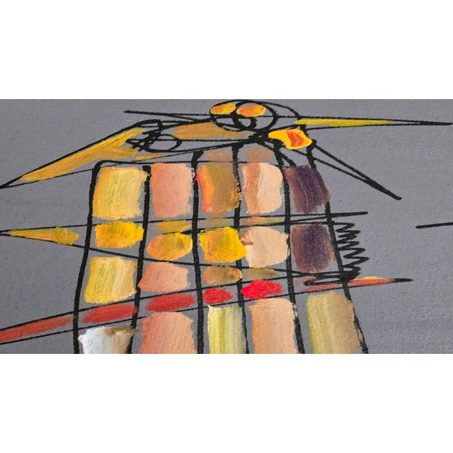 Textile 1990s Acrylic Painting With India Ink on Stretched Canvas by Brazilian Artist Fernando Duarte Modern Art For Sale - Image 7 of 11