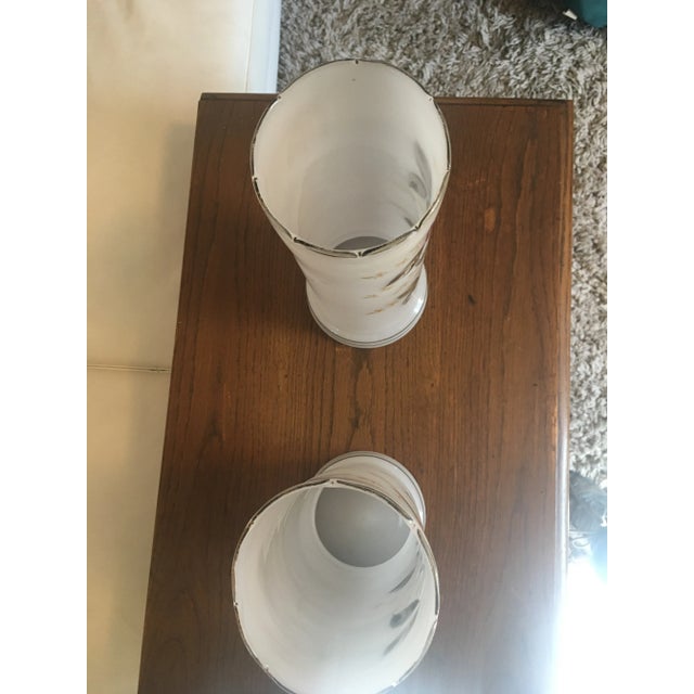 Vintage French Enameled Handpainted Opaline Glass Vases - a Pair For Sale In Providence - Image 6 of 7