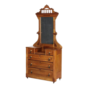 Late 19th Century Renaissance Revival Mirrored Walnut Drop-Center Dresser C1890