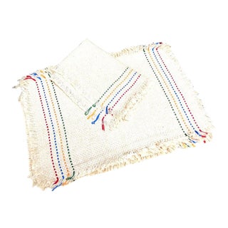 1950s Woven Placemats & Table Runner Set - 7 Piece Set For Sale