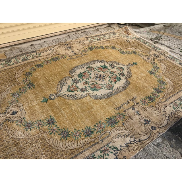 Handmade Tribal Yellow Rug For Sale - Image 9 of 11