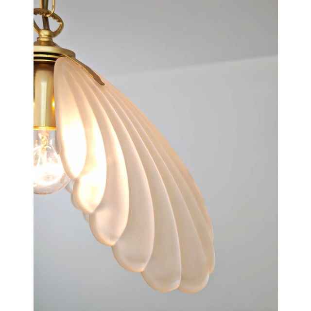 Mid-Century Modern Mid-Century Modern Pendant Lamp in Opaque Satin Glass and Gilt Metal, Italy, 1970s For Sale - Image 3 of 18