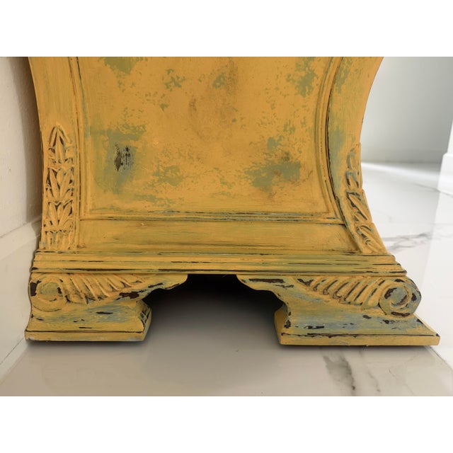 French Provincial Bombe Commode With Marble Top in Distressed Mustard Finish For Sale - Image 11 of 14