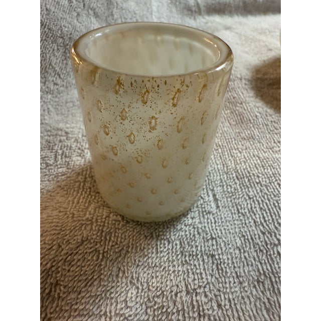 Mid 20th Century Murano Art Glass Smoking Set, Bullicante White With Gold Flecks For Sale - Image 12 of 18