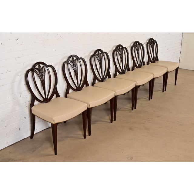 Baker Furniture Company Baker Furniture Style Georgian Carved Mahogany Shield Back Dining Chairs, Set of Six For Sale - Image 4 of 10